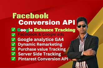 setup facebook pixel conversion API, google analytics 4, server side tracking