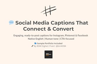 write engaging social media captions for instagram, pinterest, and facebook