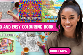 create bold and easy coloring book pages for kids and amazon KDP
