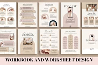 design digital workbooks, worksheets, training manual, interactive pdf, planner