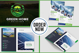solar, electical, plumbing, hvac minimalist logo solar flyer solar door hanger
