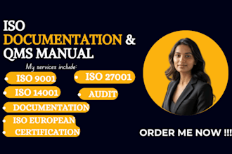 create iso 9001, iso 14001, iso 27001 documentation, qms manuals, and sop