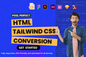 convert figma, psd, xd to html css and responsive  tailwind
