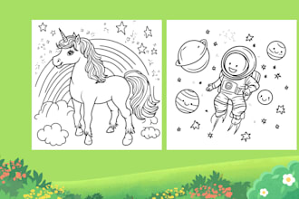 create stunning children and adult colouring pages or book using midjourney