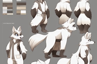 draw character reference sheet, furry character, art furry reference sheet furry