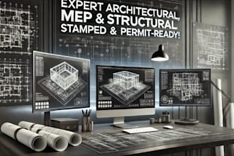 draw architectural plans, mep, structural plans, adu, stamping for city permits
