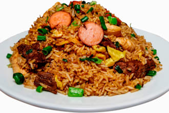 teach you how to prepare fried rice and jollof rice with beef
