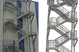 do model of steel stairs with detailed drawings