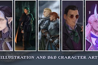 draw your fantasy, rpg character portrait or illustration