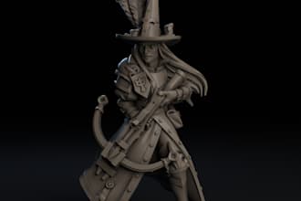 sculpt 3d character for printing stl dnd tabletop game model, warhammer40k mini
