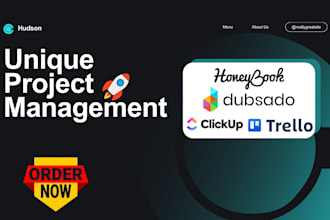 set up clickup projects, trello, monday com, dubsado, honeybook, asana, jira