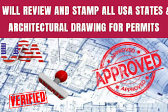 draft stamp usa architectural drawings, draw review, city permit, mep site plan