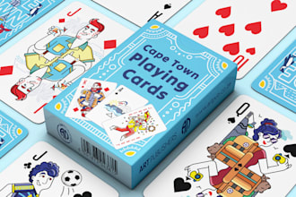 design custom 52 playing card games, poker cards, illustrations, board games