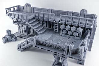 create 3d tabletop terrain,sci fi environments, wargaming scenery,bunker terrain
