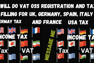 do vat oss registration and tax filling for uk, germany, spain, italy and france
