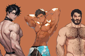 draw gay bara muscle, yaoi, nsfw, fan art, fanart, oc comic, gay character, bara