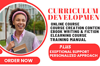 create online course content, course curriculum, course training manual content