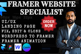 responsive framer website design animated landing page UI UX figma design adobe