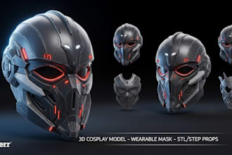 do 3d cosplay model wearable 3d mask halloween cosplay helmet 3d props stl step