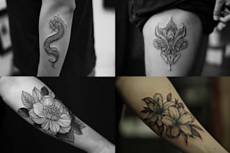 design traditional line art minimalist tattoo flash for you