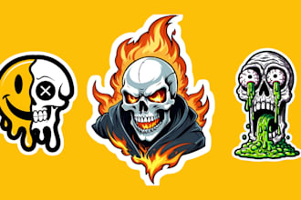 draw cute and creepy stickers for you