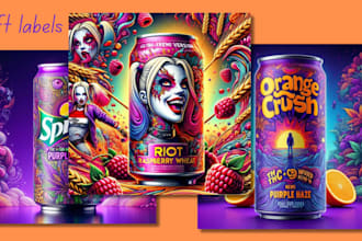 label design for energy drink, juice, bottle water, supplement product packaging