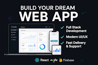 develop a full stack web app with react, node js, modern UI UX