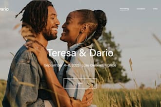 create standard wedding website, event, invitation website with rsvp