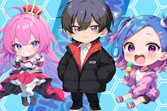 draw chibi anime emote character 3d model chibi emotes vrchat live2d
