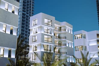 renovate luxury residential high rise, skyscraper exterior, commercial building