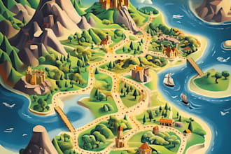 vector map illustration map design 3d isometric fantasy map
