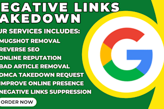 remove negative links, mugshot bad article from google and do online reputation