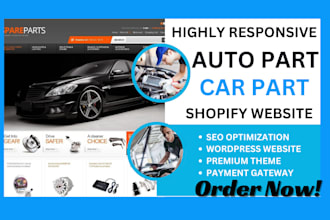 design car part shopify store auto part auto repair website dropshipping website