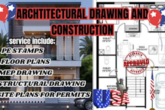 draw review and stamp architectural drawing site plan plot plan for city shop