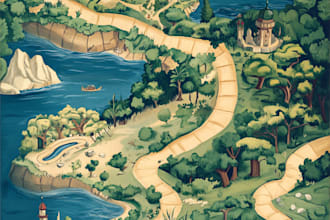 make fantasy map illustration for dnd, novels and games