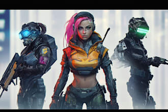 make sci fi or cyberpunk character concept art