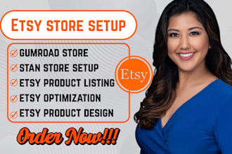 setup, audit, optimize etsy shop etsy printify etsy promotion stanstore gumroad