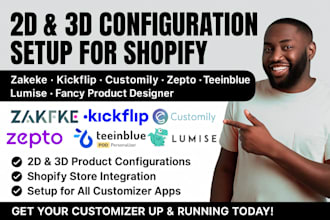 do 2d 3d product configuration with zakeke kickflip customily teeinblue shopify