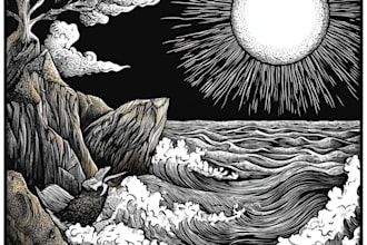 draw engraving linocut style digital drawing art