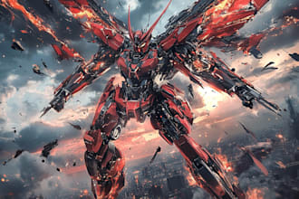 make amazing character mecha robot illustration