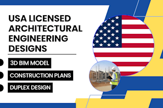 draw stamped home construction plans, USA licensed architect, duplex design