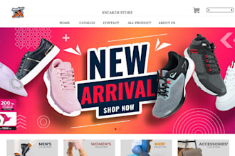 design 7 figure sneaker shopify shoe store footwear website sneaker store