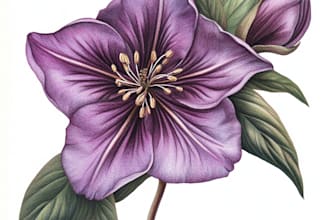draw one line art illustration botanical and flower