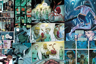 draw graphics novel visual novel illustration comic strip as a comic book artist