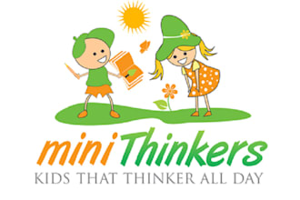 create inspirational classic fun logo for kids mini thinkers