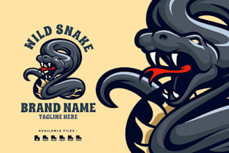 design unique mascot crown snake logo