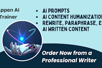 write ai prompts, humanize ai content and integrate ai content for optimization