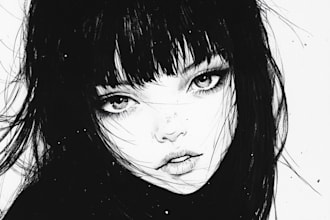 draw black and white manga and anime art
