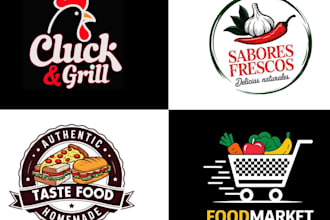 design burger, pizza, chef, bbq, grill, fast food, and restaurant drink logo