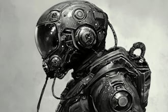 drawing a sci fi character illustration or sci fi character